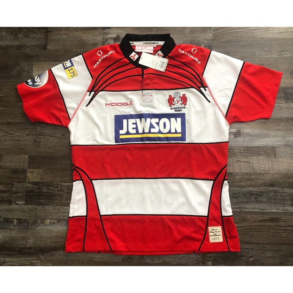 Kooga Gloucester Rugby Football Club Mens XL Red White Jersey New with Tags